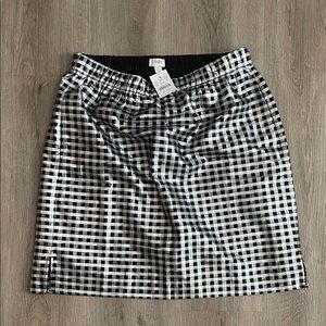 Classic Black and Silver Checkered Skirt